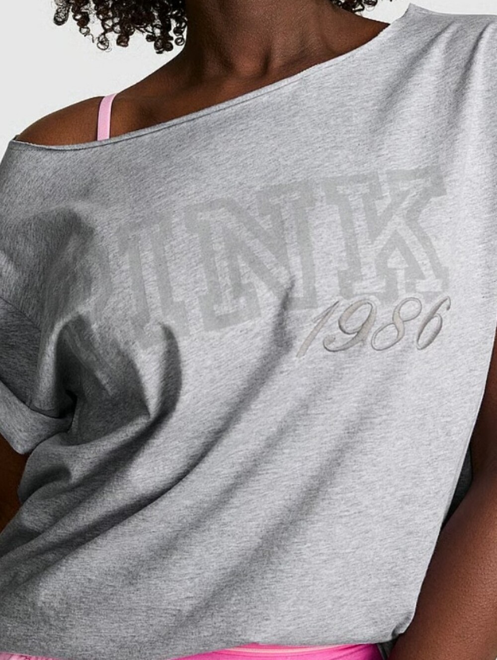 PINK Victoria's Secret Campus Off Shoulder Tee
